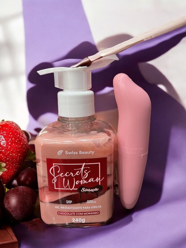 Kit Gel Aromatizante Chocolate e Morango 240g + 1 Massageador Golfinho BK