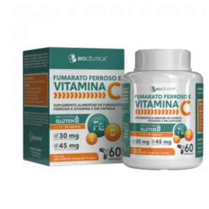 SUPLEMENTO ALIMENTAR DE FUMARATO FERROSO E VITAMINA C EM CAPS ( 60 CAPSULAS ) - BIOCEUTICA